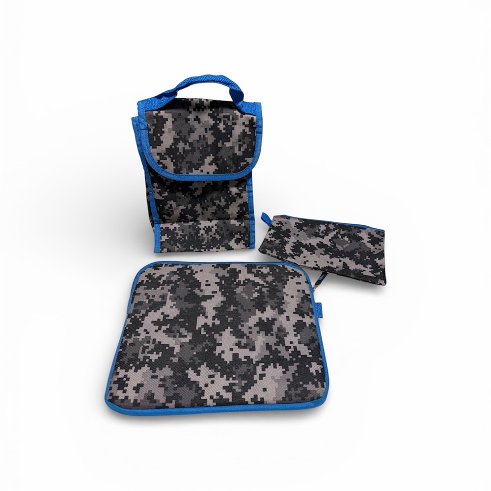 Digital Camo Lunch Set with Blue Trim